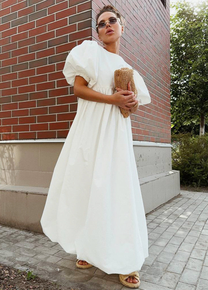 Puff-sleeve Maxi Dress – Effortless Volume