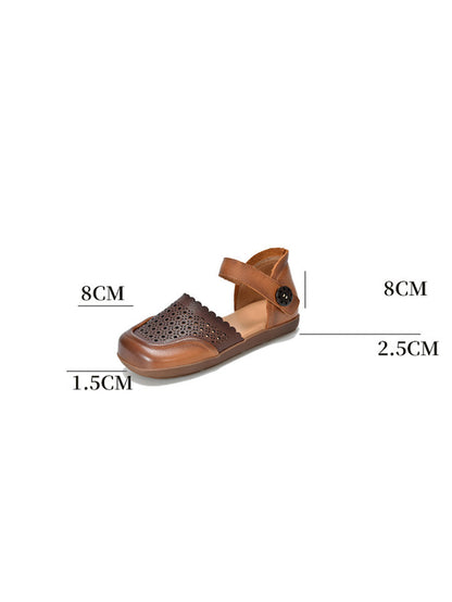 Summer Colorblock Leather Flat Shoes Aa1050