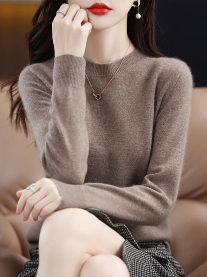 Autumn Wool Knitted O-neck Bottom Sweater Cx058