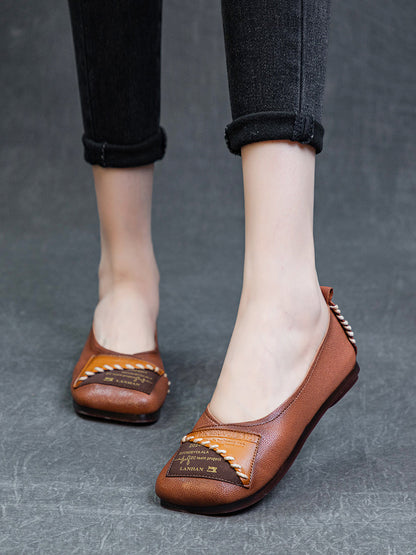 Artsy Colorblock Soft Leather Flat Shoes Kl1024