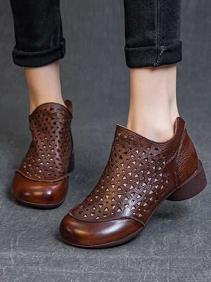 Summer Leather Soft Cutout Boots Ui1029