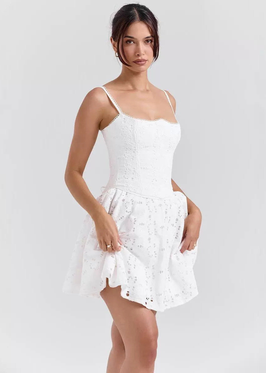 Celeste - Eyelet Corset Mini Dress