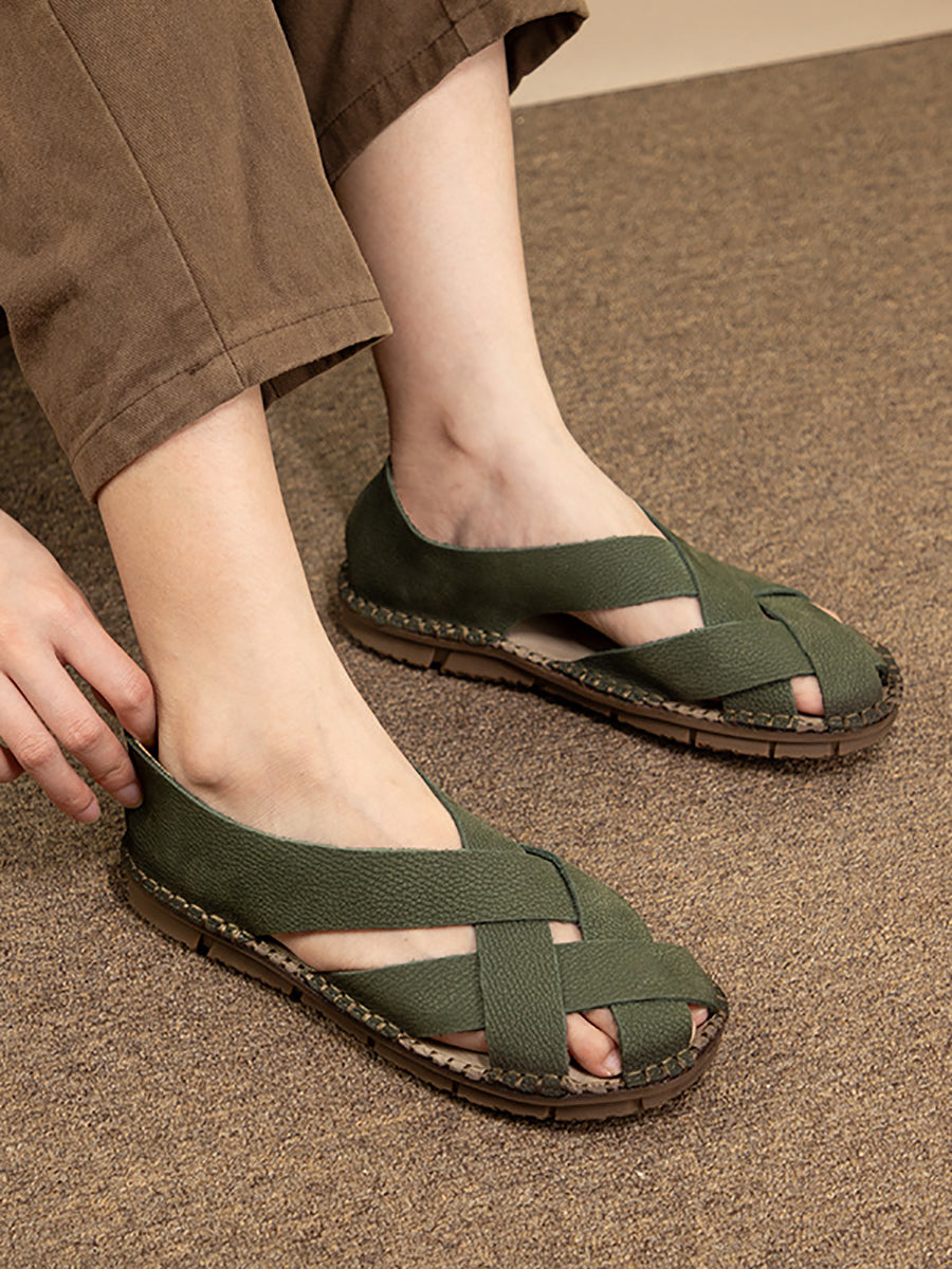 Summer Leather Weave Flat Shoes As1055