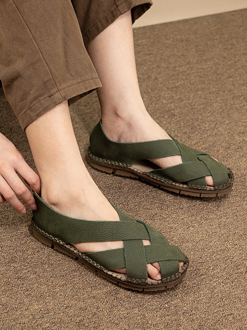 Summer Leather Weave Flat Shoes As1055