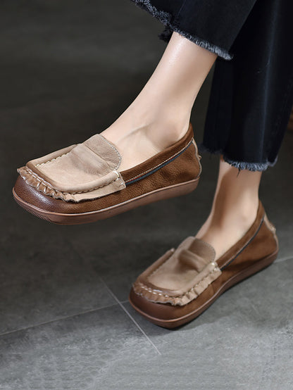Summer Retro Leather Colorblock Spliced Shoes As1059