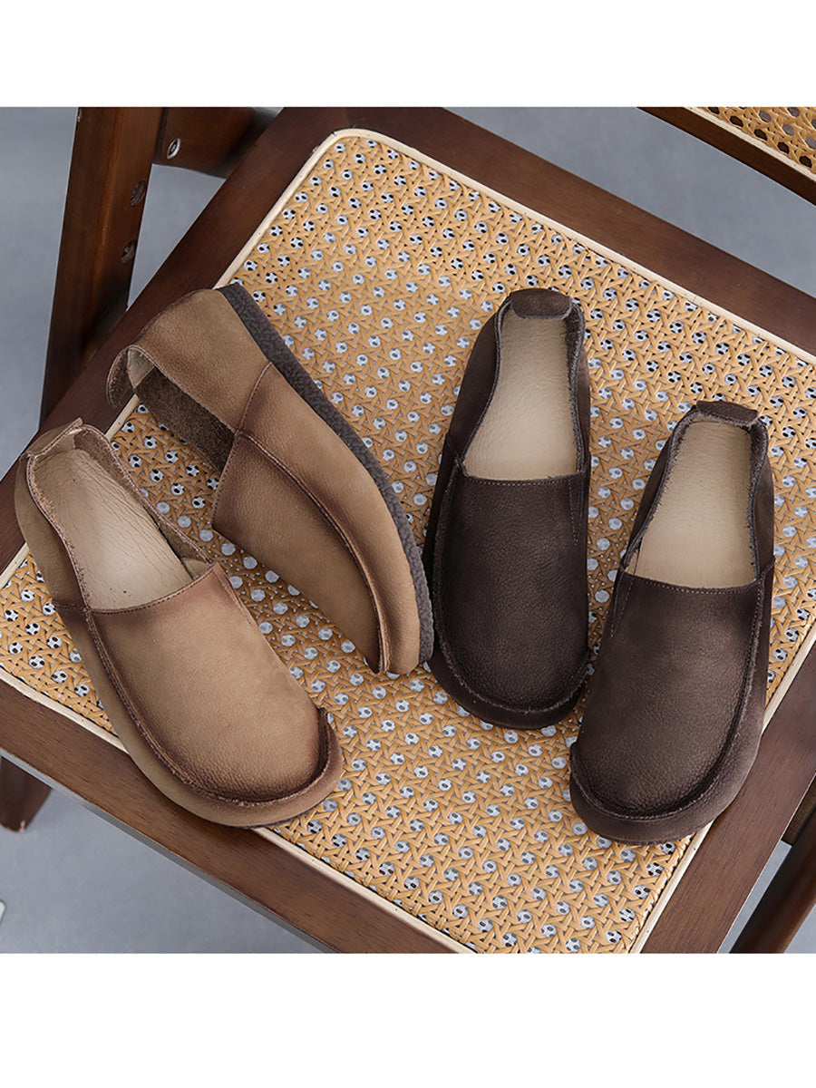Leather Retro Summer Falt Shoes