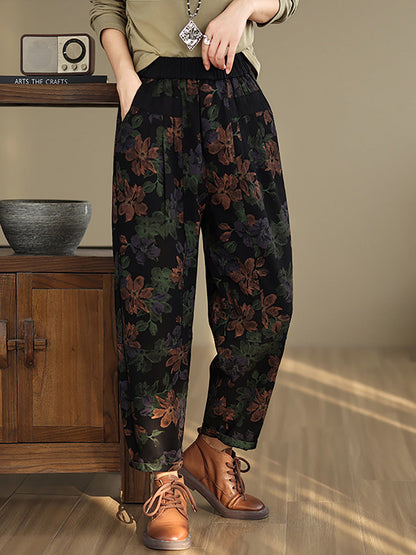 Autumn Flower Cotton Harem Pants Ai1038