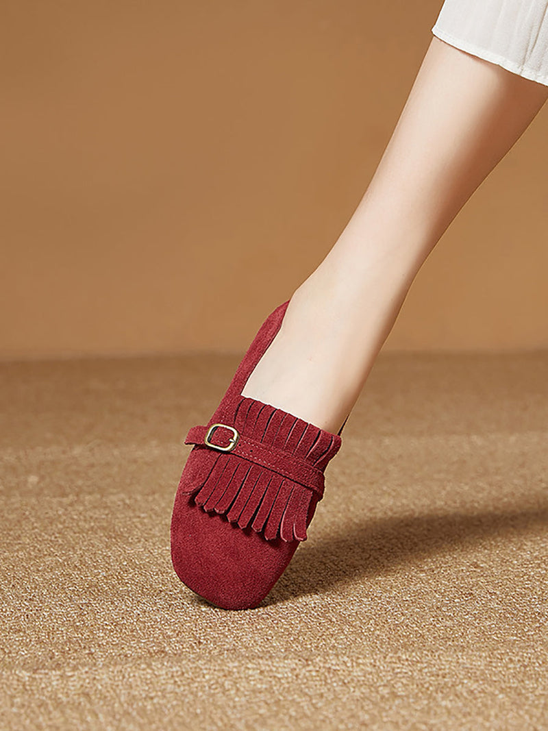 Summer Suede Leather Tassel Shoes Io1028