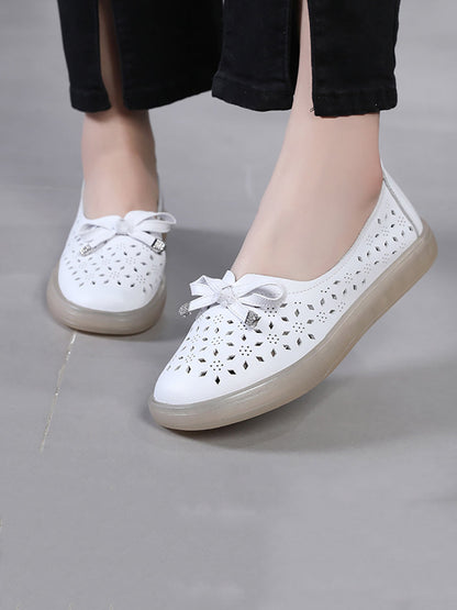 Summer Cutout Leather Flat Shoes Kl1043