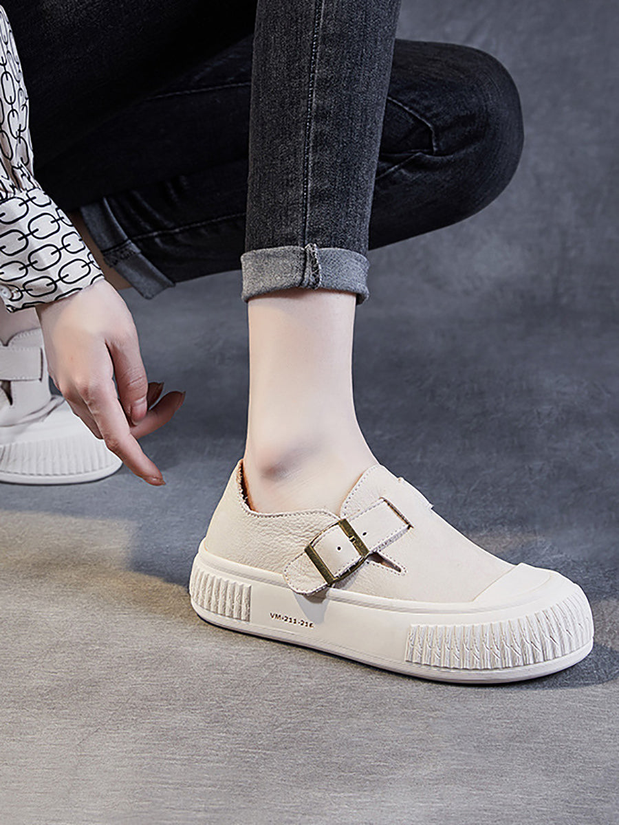 Leather Platform Flat Shoes Fg1027