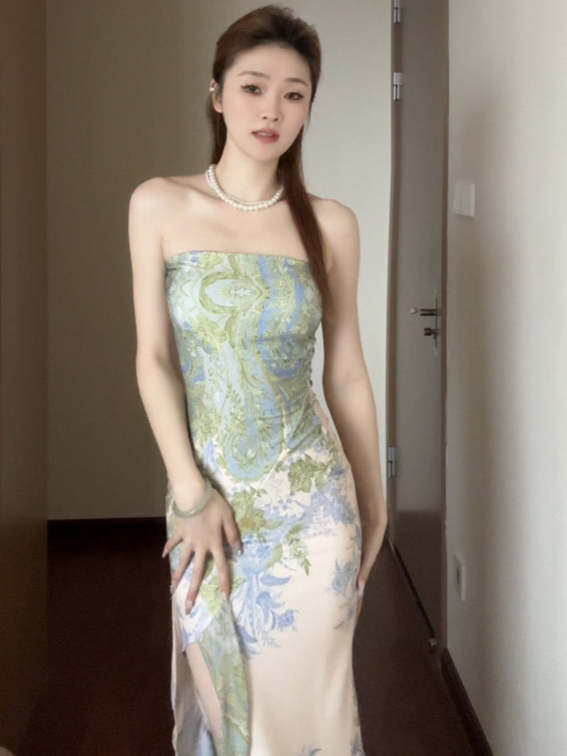 Green Encounter Off-shoulder Maxi Dress