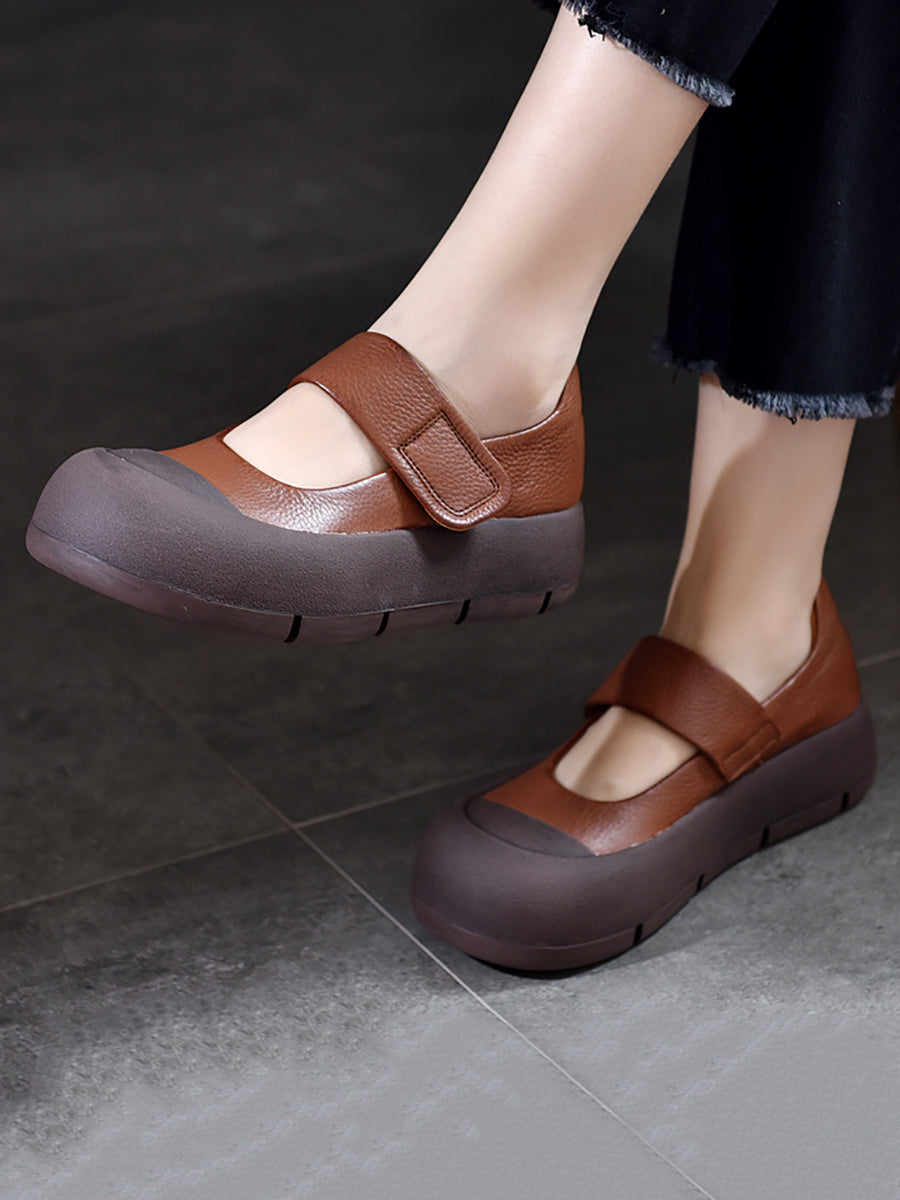 Summer Leather Colorblock Flat Shoes Cv1012