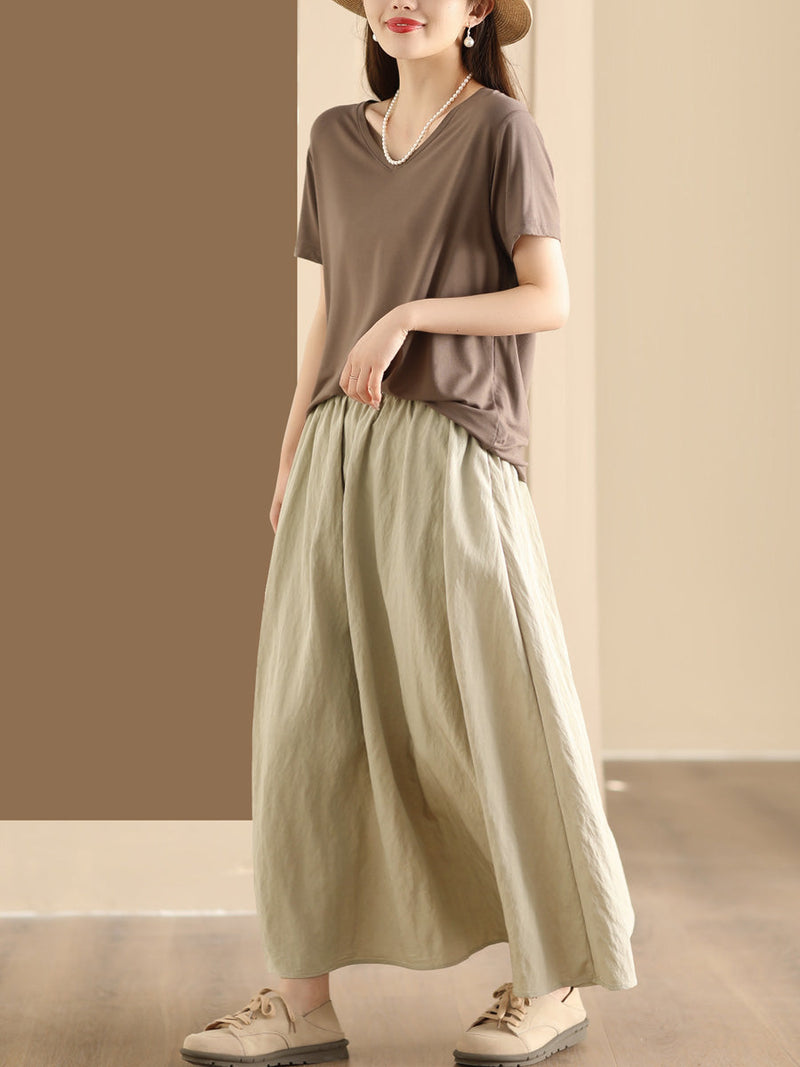 Summer Cotton A-shape Skirt Kl1014