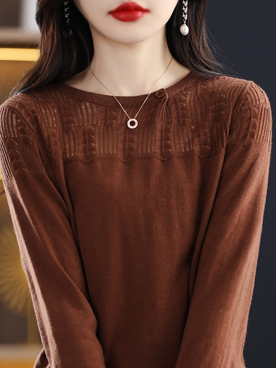 Autumn Knit 100%wool O-neck Sweater Qm019