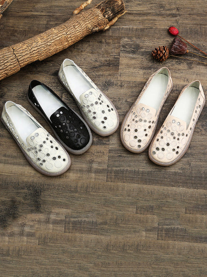 Summer Leather Embroidery Cutout Shoes Cc049
