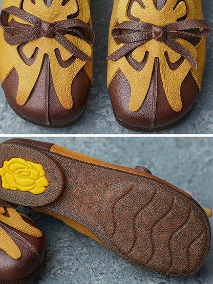 Artsy Colorblock Leather Butterfly Spliced Shoes Ui1011