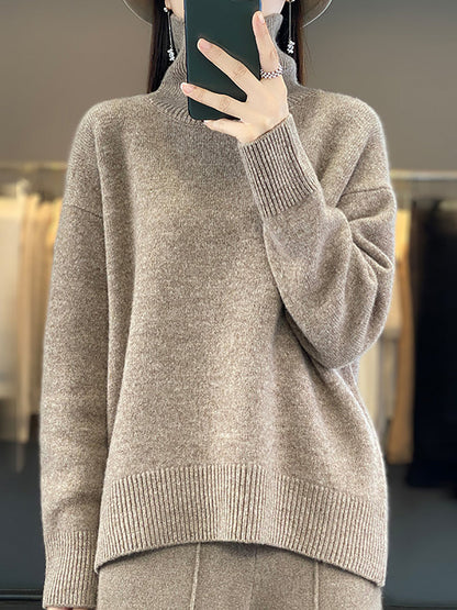 Autumn Turtleneck 100%wool Sweater Qu012