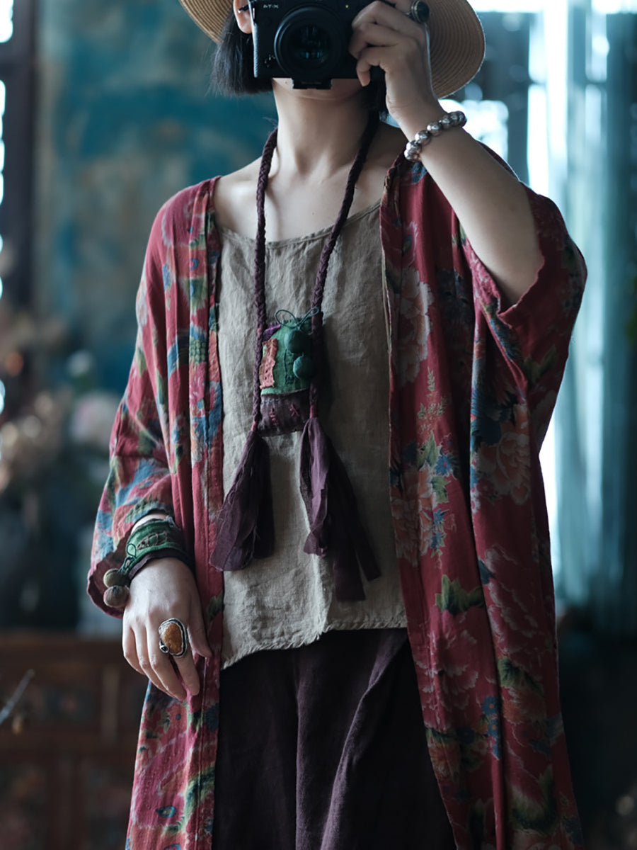 Flower Spring 100%cotton Shirt Coat Kl1013