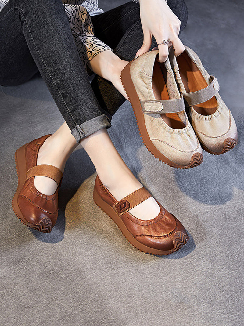 Summer Retro Leather Platform Shoes Sc1025
