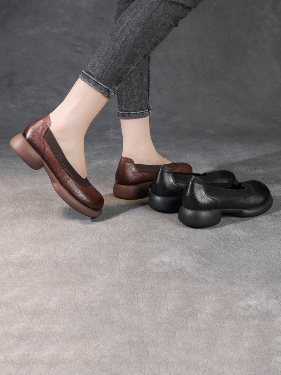 Summer Genuine Leather Low Heel Shoes Fd016