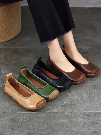 Summer Soft Leather Colorblock Flat Shoes Rr1021