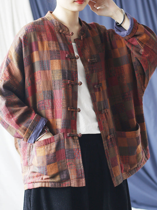 Spring Plaid Cotton Shirt Coat Rr001