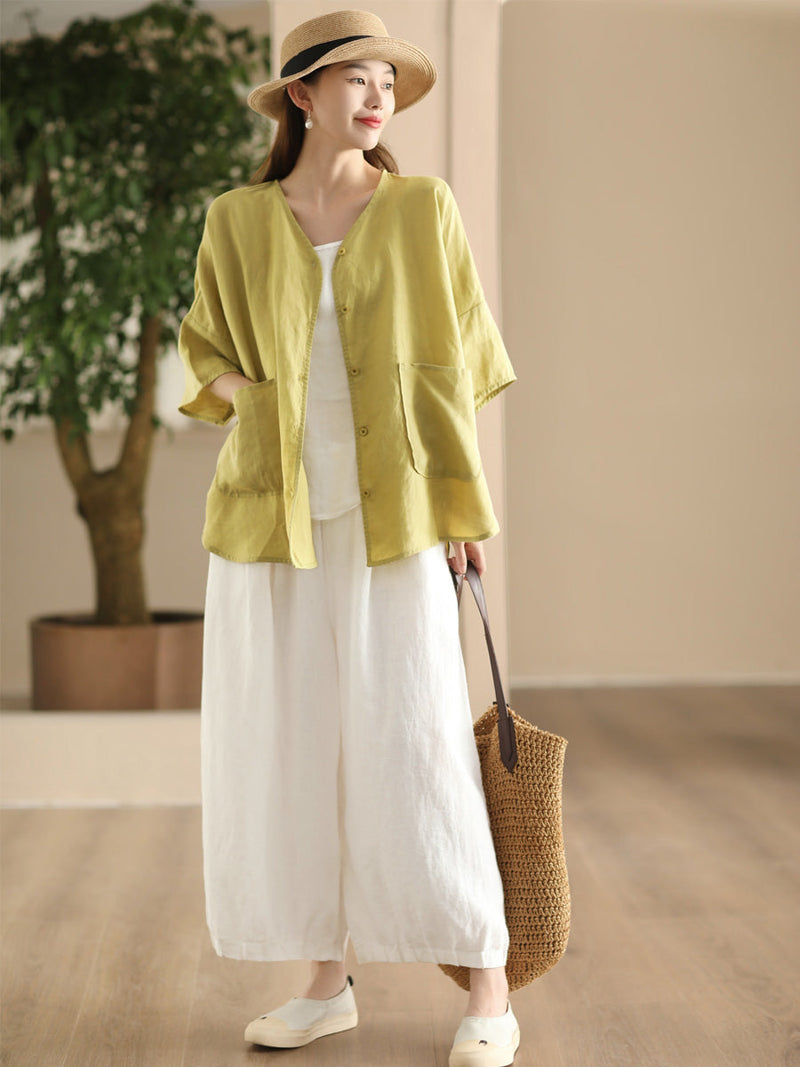 Summer Linen Wide-leg Pants Fd038