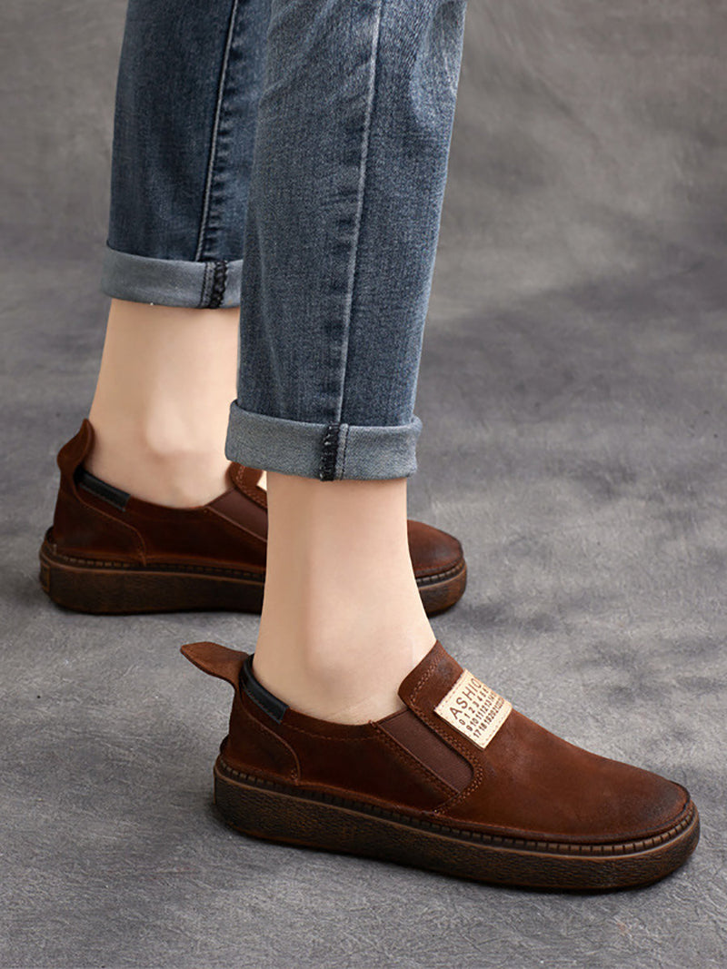 Summer Suded Leather Flat Shoes Zz1039