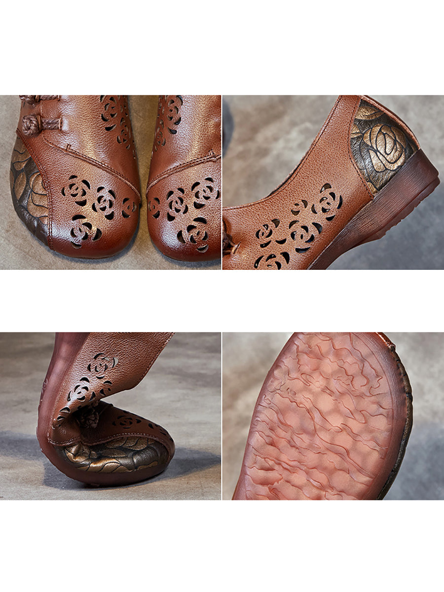 Colorblock Cutout Leather Low Heel Shoes Xx1048