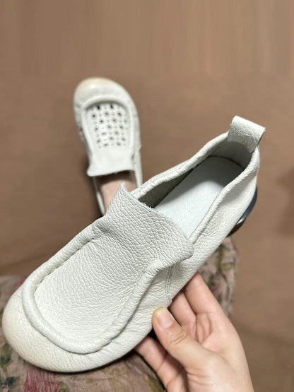 Summer Retro Soft Genuine Leather Low Heel Shoes Cx013