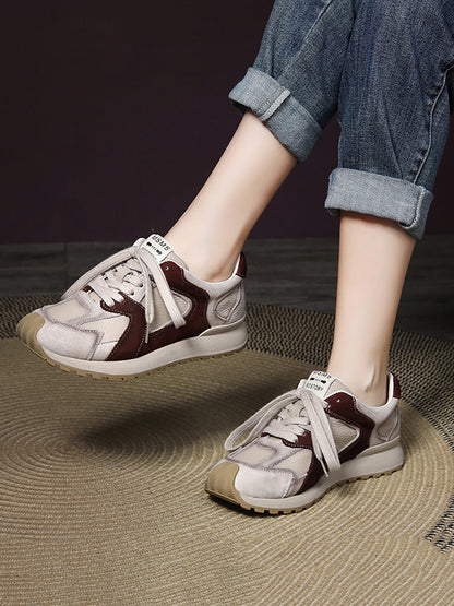 Colorblock Leather Sport Shoes Wu008