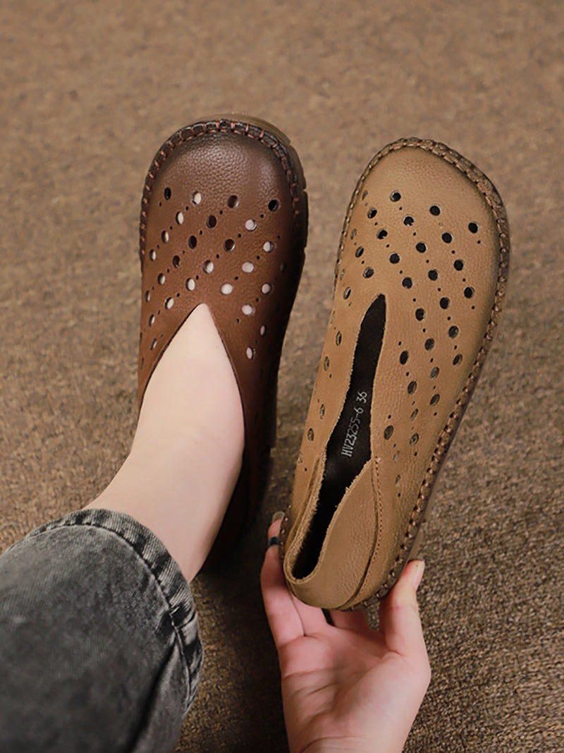 Leather Summer Cutout Flat Sandals Sc1026