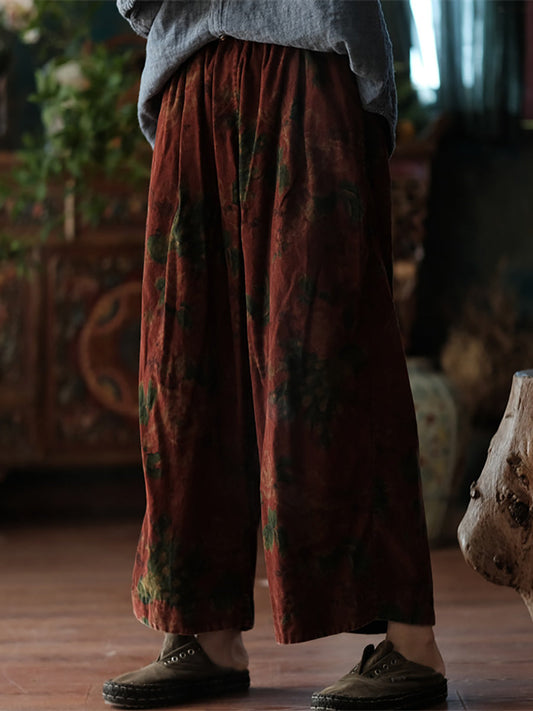 Autumn Retro Flower Cotton Wide-leg Pants As1024