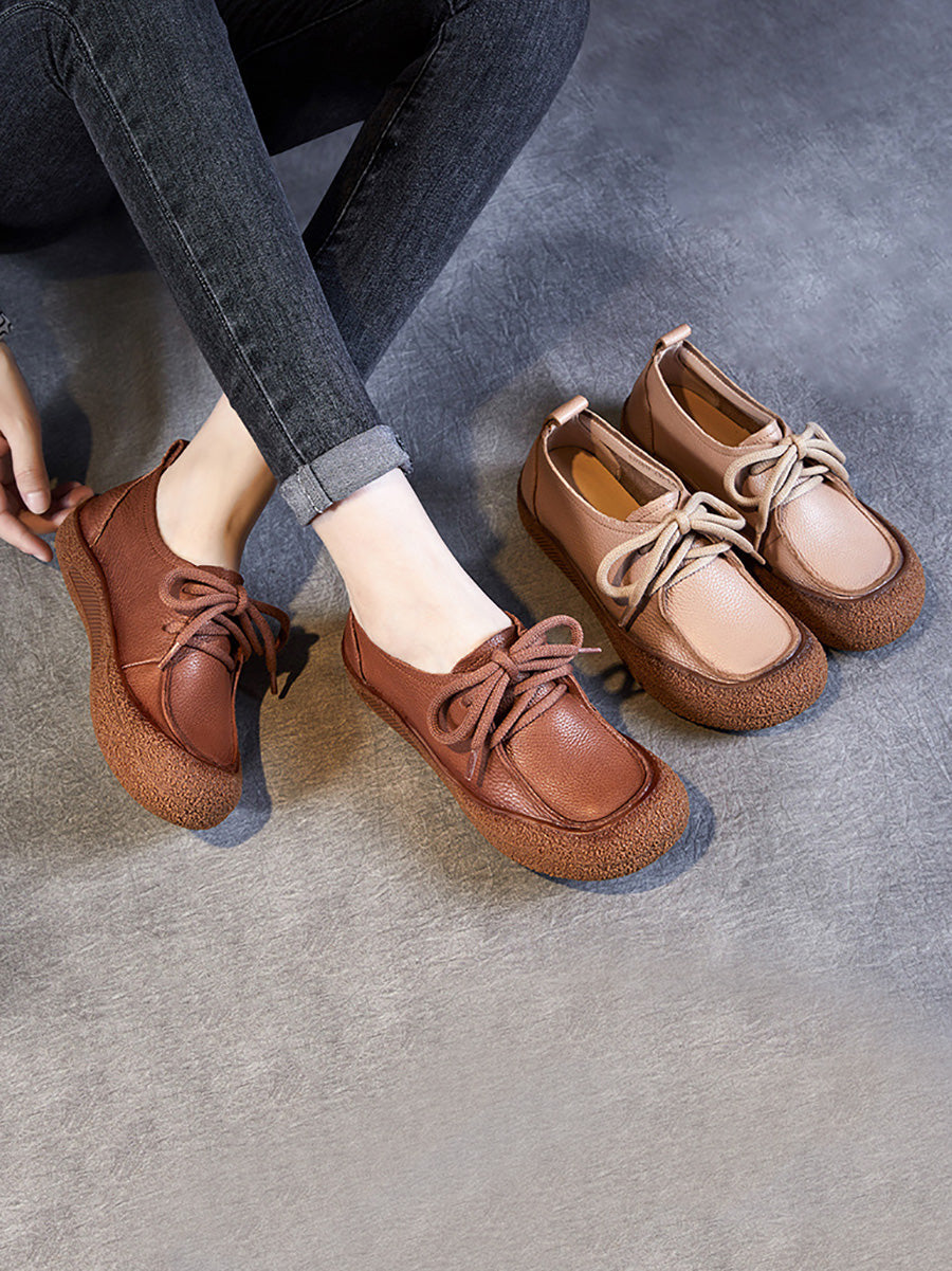 Autumn Soft Leather Strap Flat Shoes Ai1026