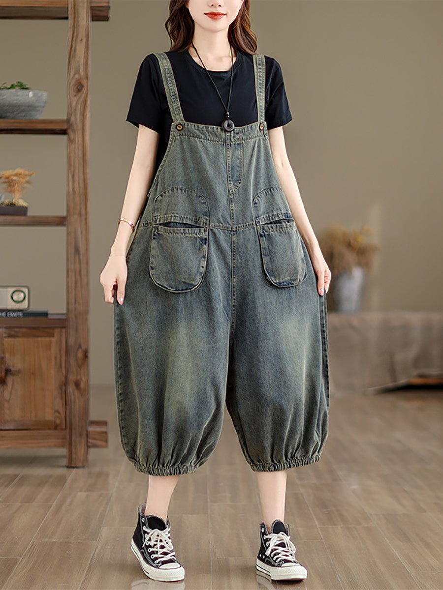 Retro Summer Pocket Denim Jumpsuits Fg1035