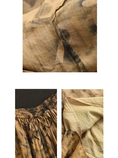 Summer Flower Ramie Loose Skirt Qw1006