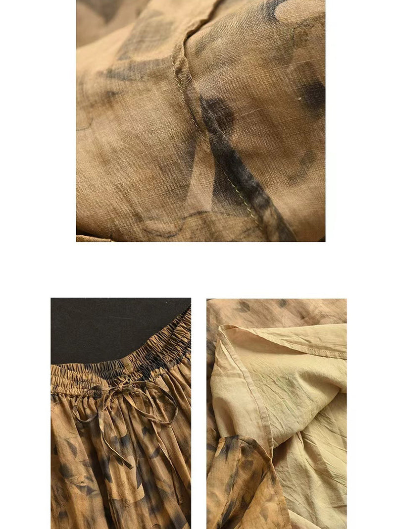 Summer Flower Ramie Loose Skirt Qw1006
