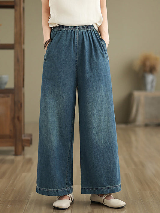 Artsy Summer Loose Denim Wide-leg Pants As1031