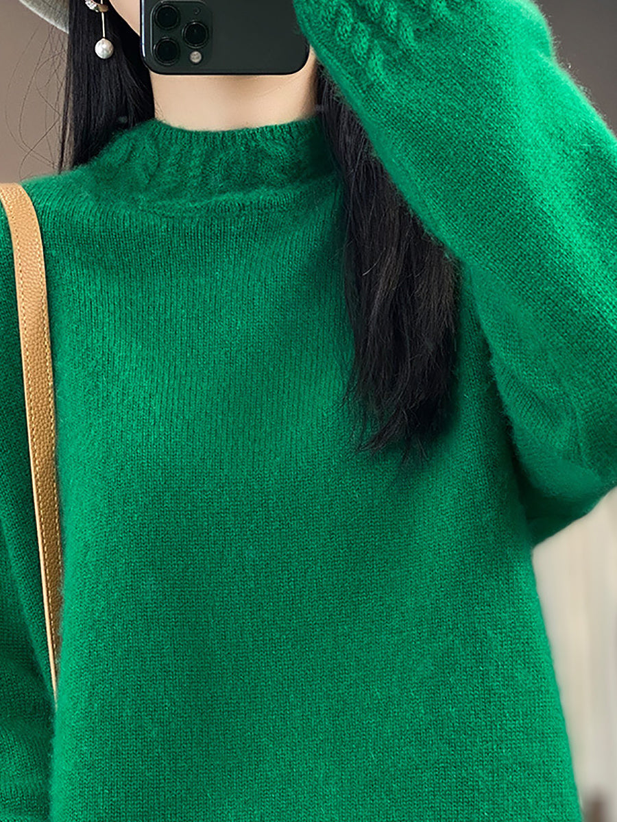 Autumn Half-turtleneck Knit 100%wool Sweater Qu010
