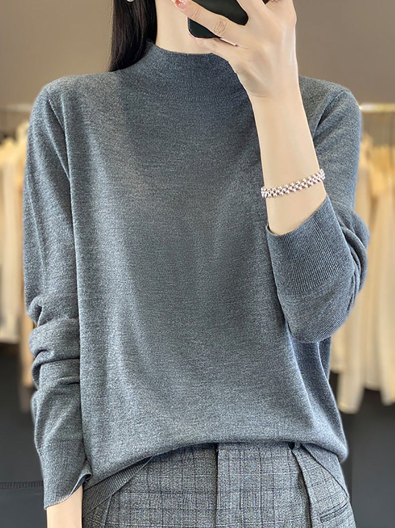 Autumn Knit Warm Half-turtleneck Sweater Wu019