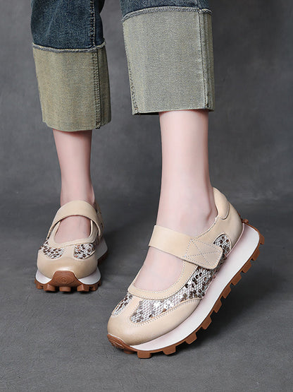 Summer Leather Mesh Spliced Platform Shoes Ui1028