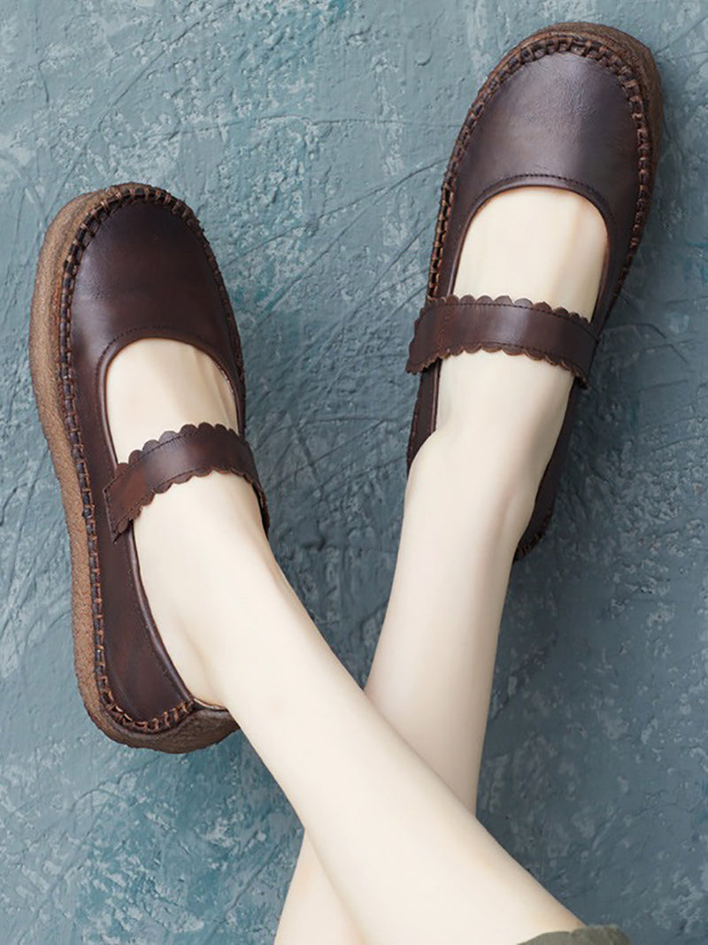 Summer Leather Velcro Flat Shoes Zz1040