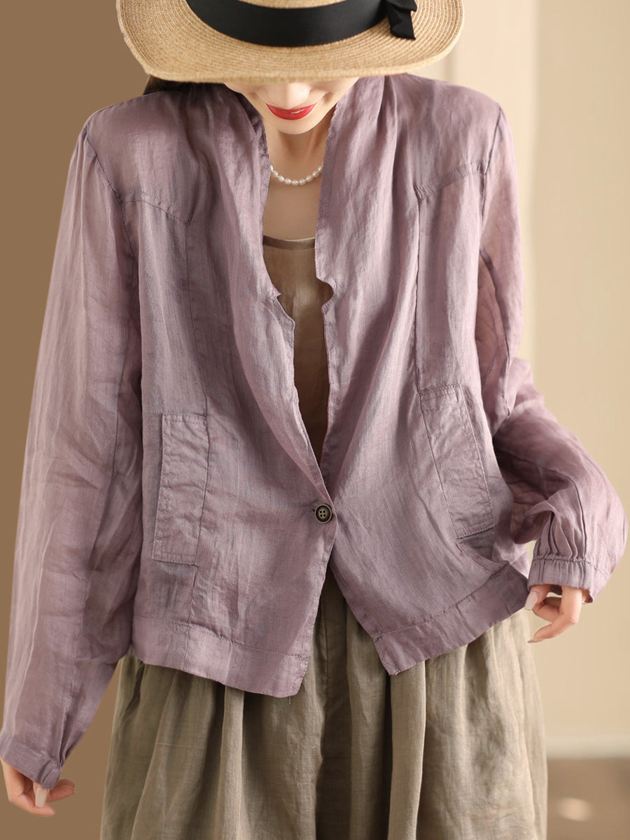 Summer Ramie Thin Cardigan Shirt Coat Sc1056