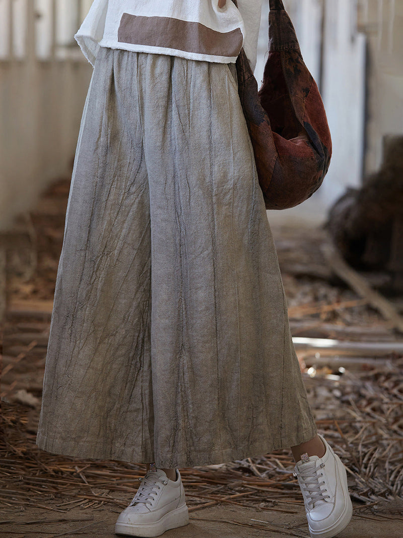 Summer Tie-dye Ramie Wide-leg Pants Io1009