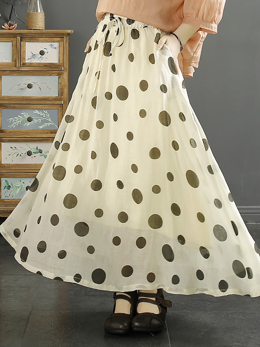Leaf Flower Ramie Loose Skirt Sc1042