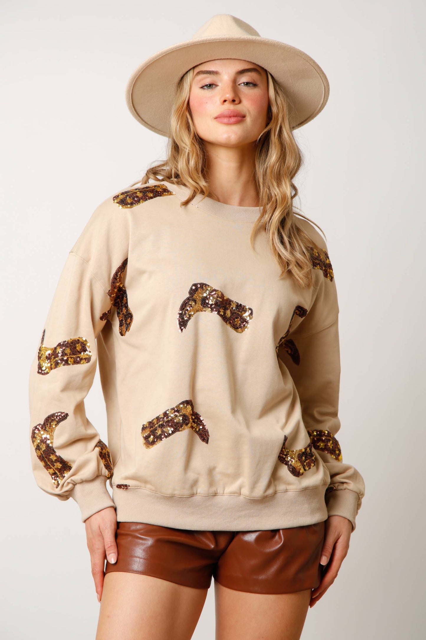 Spring Clothing Valentine Day Sequined Long Sleeved Sweatshirt Sweet Fresh Top