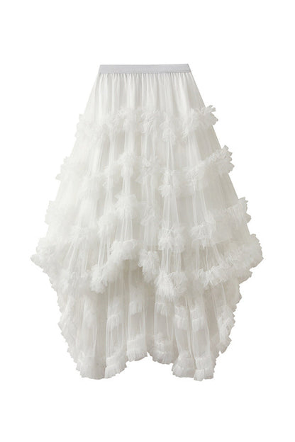 Candy Color Elastic Waist Mesh Skirt