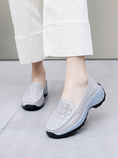 Summer Leather Cutout Platform Shoes Sc1039