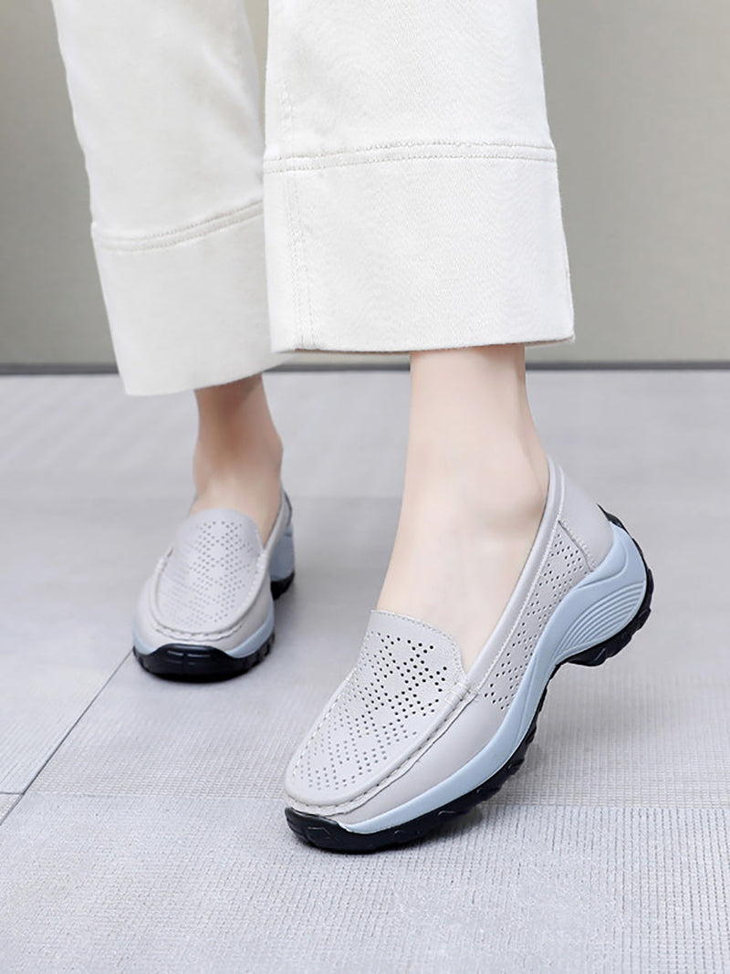 Summer Leather Cutout Platform Shoes Sc1039