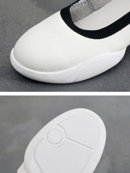 Summer Leather Soft Spliced Flat Shoes Ui1018